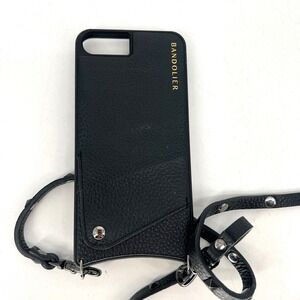 Bandolier Emma Pebbled Crossbody Leather Phone Case iPhone 8+ Black Studded